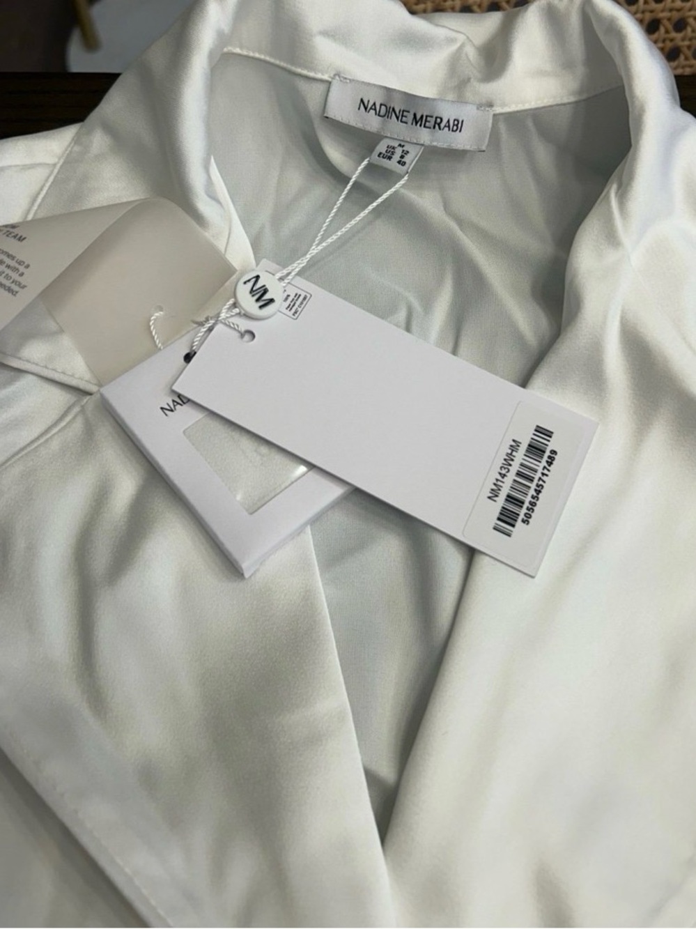 NADINE MERABI White Feather-Trim Satin Lounge Set White - Picture 8 of 8